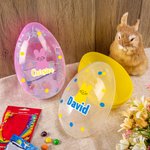 Personalized Cute Bunny Dot Design Fillable Jumbo Easter Egg with Name Holiday Basket Filler Easter Party Gift for Kids