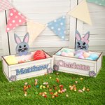 Personalisierte niedlichen Hase Holzkorb mit Namen Ostereierjagd Geburtstag Urlaub Party Favors Geschenk für Kinder