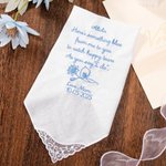 Personalized Embroidery Something Blue Birth Flower 100% Cotton Lace Wedding Handkerchief with Name and Date Wedding Gift for Bride
