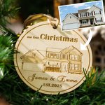 Personalised Engraved Wooden Home Photo Hanging Ornament with Name and Date Christmas Housewarming Gift for Family