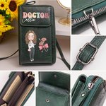 Personalizado Cartoon Nombre del personaje de cuero de PU Crossbody Bolsa con la flor de nacimiento y el arco Estetoscopio Apreciación Regalo para el personal médico médico