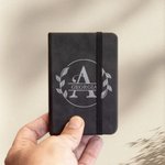 Personalisiertes Blume Initiale Name Liniertes A7 Notizbuch aus PU-Leder Bürobedarf Reise Urlaub Geburtstag Schule Geschenk für Büroangestellte Lehrer