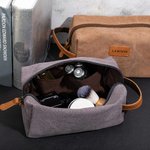 Personalized Large Capacity Multi-compartment Canvas Toiletry Bag with Engraved Name Birthday Father's Day Gift For Men