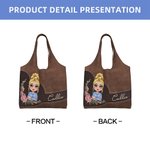 Gepersonaliseerde Geboorte Bloemenkrans Cartoon Karakter Draagtas met Naam Dagelijks Gebruik Moederdag Verjaardagscadeau voor Vrouwen