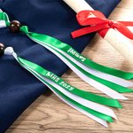 Personalized Two-coloured Ribbon Braided Lei with Name and Wood Beads Class of 2025 Graduation Party Decoration Gift for Graduates