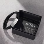 Bracciale classico personalizzato in pelle PU intrecciata con testo inciso regalo di compleanno San Valentino e festa del papà per uomo