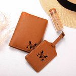 Etiqueta para equipaje y funda para pasaporte de cuero PU multicolor personalizadas con nombre y monograma regalo para papá y aficionados a los viajes