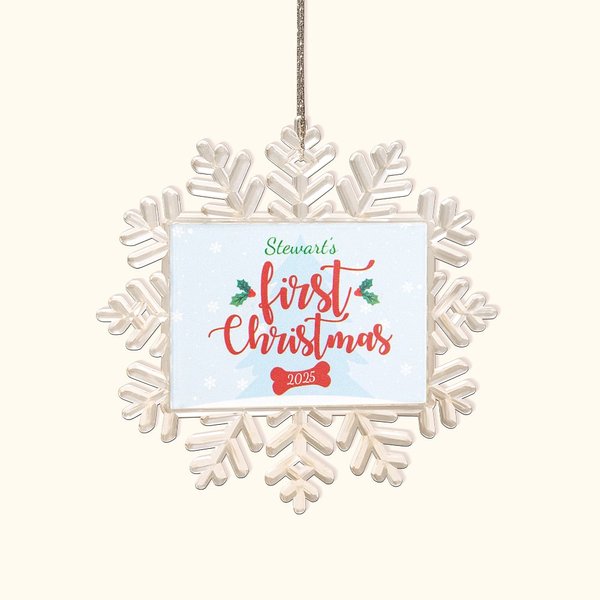 Adorno de copo de nieve personalizado para la primera Navidad del perro Decoración del árbol de Navidad Regalo para los amantes del perro Mamá del perro Papá del perro