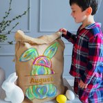 Borsa regalo personalizzata con cordoncino del coniglietto pasquale con nome Festa di Pasqua Regalo di compleanno per bambini Famiglia