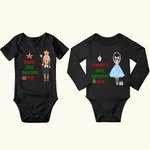 Personalized First Christmas Fairytale Characters Baby Romper Cartoon Onesie with Name Baby Shower Christmas Gift for Newborn Girl Boy