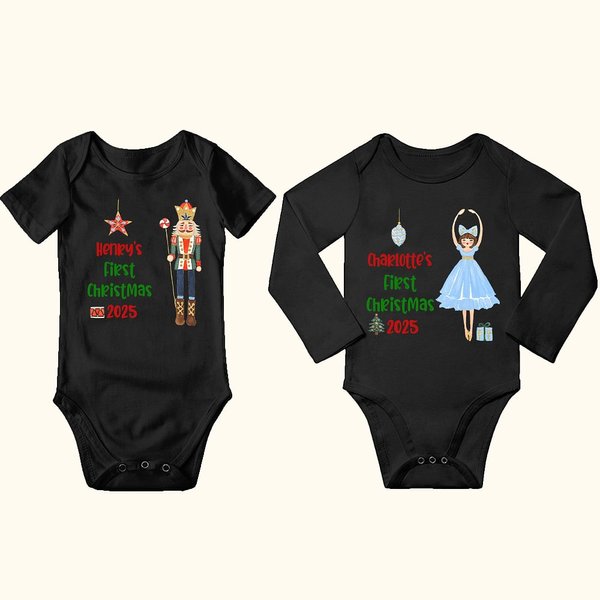 First Christmas Fairytale Baby Romper with Name