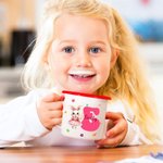 Personalisierte Aquarell Hase floralen ersten 12oz Multicolor Rand Emaille Becher mit Namen Geburtstag Ostern Party Gunst Geschenk für Kinder