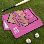 Personalized Multicolor Baseball Ice Cream Dripping Towel with Name and Number Portable Birthday Sport Accessories Gift for Baseball Sport Lovers