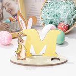 Personalized Cute Bunny Ears Initial Wooden Easter Egg Holder with Name Birthday Party Favor Gift for Kids