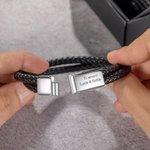 Bracciale classico personalizzato in pelle PU intrecciata con testo inciso regalo di compleanno San Valentino e festa del papà per uomo