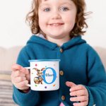 Personalisierte Aquarell Hase floralen ersten 12oz Multicolor Rand Emaille Becher mit Namen Geburtstag Ostern Party Gunst Geschenk für Kinder