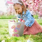 Personalised Cute Bunny Easter Egg Basket with Name Easter Party Birthday Gift for Boys Girls