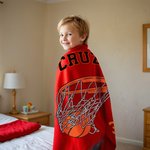 Personalized Multicolor Basketball through Net Soft Throw Blanket with Name and Number Home Decor Birthday Gift for Basketball Sport Lovers