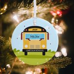Personalizado conductor de autobús escolar de cerámica árbol de Navidad adorno colgante Agradecimiento Acción de Gracias Regalo para el conductor del autobús escolar
