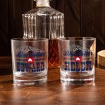 Vaso de Whisky Personalizado de 16oz con Cuello Azul Impreso y Nombre Cristalería de Bar Regalo del Día del Padre para el Abuelo Papá