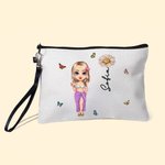 Borsa da trucco personalizzata con fiore di nascita e nome accessorio da spiaggia regalo per matrimonio compleanno e festa per lei