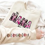 Personalized Pink Leopard Heart Title Highland Cow Kid Adult Matching Sweatshirt with 1-8 Names Birthday Mother's Day Gift for Mom Grandma