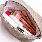 Personalizado bordado Nombre Waffle Cosméticos Bolsa de aseo de gran capacidad de uso diario Cumpleaños Regalo de boda para las mujeres