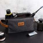 Personalized Large Capacity Multi-compartment Canvas Toiletry Bag with Engraved Name Birthday Father's Day Gift For Men