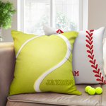 Gepersonaliseerd bal thema ontwerp vierkante zachte kussenhoes met naam Home Decor Housewarming verjaardagscadeau voor bal sportliefhebbers