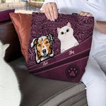 Personalizzato Vintage Paw Print 1-5 Cani Gatti Grande Borsa Tote con cerniera con nomi Regalo di compleanno per gli amanti degli animali domestici