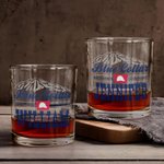 Vaso de Whisky Personalizado de 16oz con Cuello Azul Impreso y Nombre Cristalería de Bar Regalo del Día del Padre para el Abuelo Papá