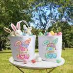 Personalised Cute Bunny Easter Egg Basket with Name Easter Party Birthday Gift for Boys Girls
