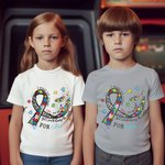 Personalized Autism Ribbon Awareness 100% Cotton Kid Adult T-shirt with Name World Autism Day Birthday Encouragement Gift for Family Friend
