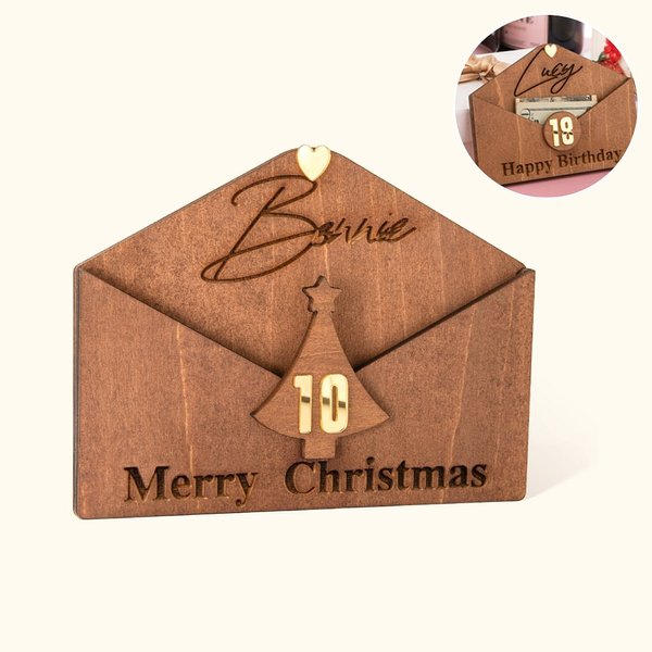 Wooden Money Holder Engraved Christmas Gift
