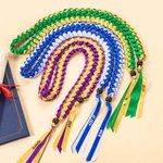 Personalized Two-coloured Ribbon Braided Lei with Name and Wood Beads Class of 2025 Graduation Party Decoration Gift for Graduates