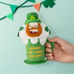 Personalized Magnetic Leprechaun Beer Cup Plush Stuffed Toy with Name and Text Birthday St. Patrick's Day Clothing Accessories Gift for Family Friends