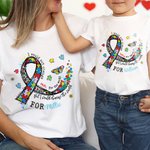 Personalized Autism Ribbon Awareness 100% Cotton Kid Adult T-shirt with Name World Autism Day Birthday Encouragement Gift for Family Friend