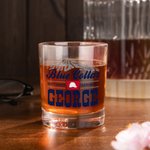 Vaso de Whisky Personalizado de 16oz con Cuello Azul Impreso y Nombre Cristalería de Bar Regalo del Día del Padre para el Abuelo Papá