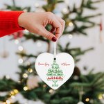 Personalised Love Heart Ceramic Ornament with Name Photo Our First Christmas Birthday Anniversary Gift for Wife Husband