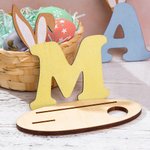 Personalized Cute Bunny Ears Initial Wooden Easter Egg Holder with Name Birthday Party Favor Gift for Kids