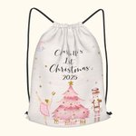 Personalized Pink Nutcracker Drawstring Strap Pack First Christmas Gift for Family or Friend