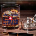 Vaso de Whisky Personalizado de 16oz con Cuello Azul Impreso y Nombre Cristalería de Bar Regalo del Día del Padre para el Abuelo Papá