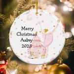 Gepersonaliseerd Roze Notenkraker Ballerina Vrolijk Kerstfeest Keramisch Ornament Baby Shower 1e Kerstcadeau voor Jongens Meisjes Familie