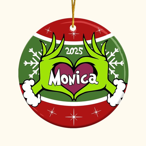 Green Monster Ceramic Ornament 2024 Christmas Tree