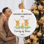 Henkilökohtainen Highland Cow Perhe Keraaminen Ornamentti Ensimmäinen joulu Riippuva Ornamentti Loma Koriste Lahja Perhe Kid Highland Cow Lover