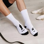 Calcetines personalizados con la silueta del perro y su dueño con nombre Aniversario Cumpleaños Regalo para el amante de las mascotas
