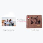Portafoglio bifold da uomo in pelle PU  personalizzata con foto testo inciso e scomparti multipli regalo di anniversario della festa del papà per lui