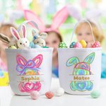 Personalised Cute Bunny Easter Egg Basket with Name Easter Party Birthday Gift for Boys Girls