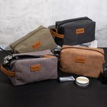Personalized Large Capacity Multi-compartment Canvas Toiletry Bag with Engraved Name Birthday Father's Day Gift For Men