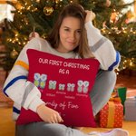 Personalized Our First Christmas Cute Cotton Slipper Pattern Throw Pillow Cover First Christmas Gift for Kid Family